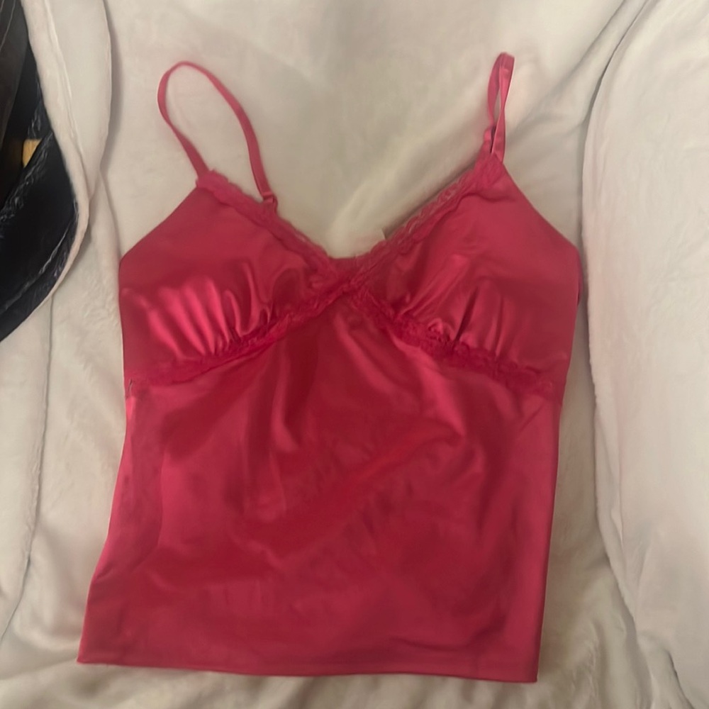 Lace hot pink tank top